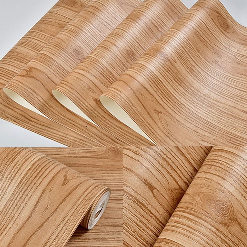 Non-Pasted Wallpaper with Light Yellow Wooden Texture, 33'L x 20.5"W