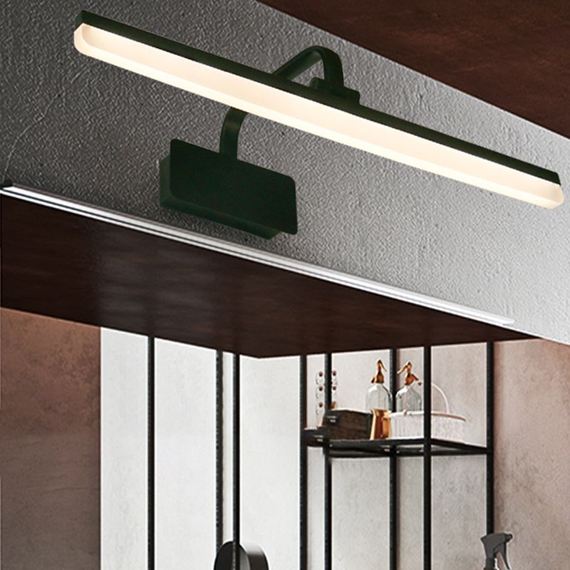 Metal Linear Shade Wall Sconce Modern Style 1- Light Mirror Wall Mount Light in Black