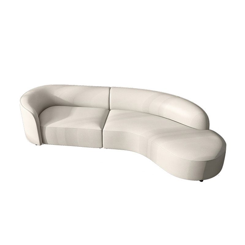 Contemporary Sofa Faux Leather Living Room Curved Cushions Seating