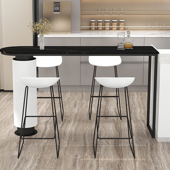 Table à manger du bar contemporain à double piédestal à hauteur de bar à hauteur