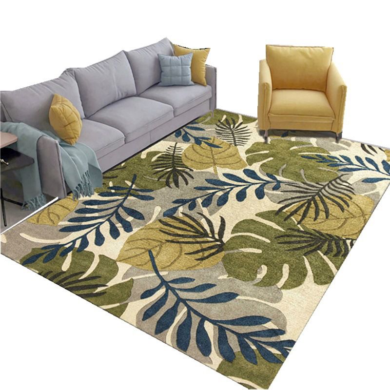 Glam Nordic Area Rug Multi-Colored Plant Carpet Stain Resistant Washable Anti-Slip Backing Rug for Sitting Room