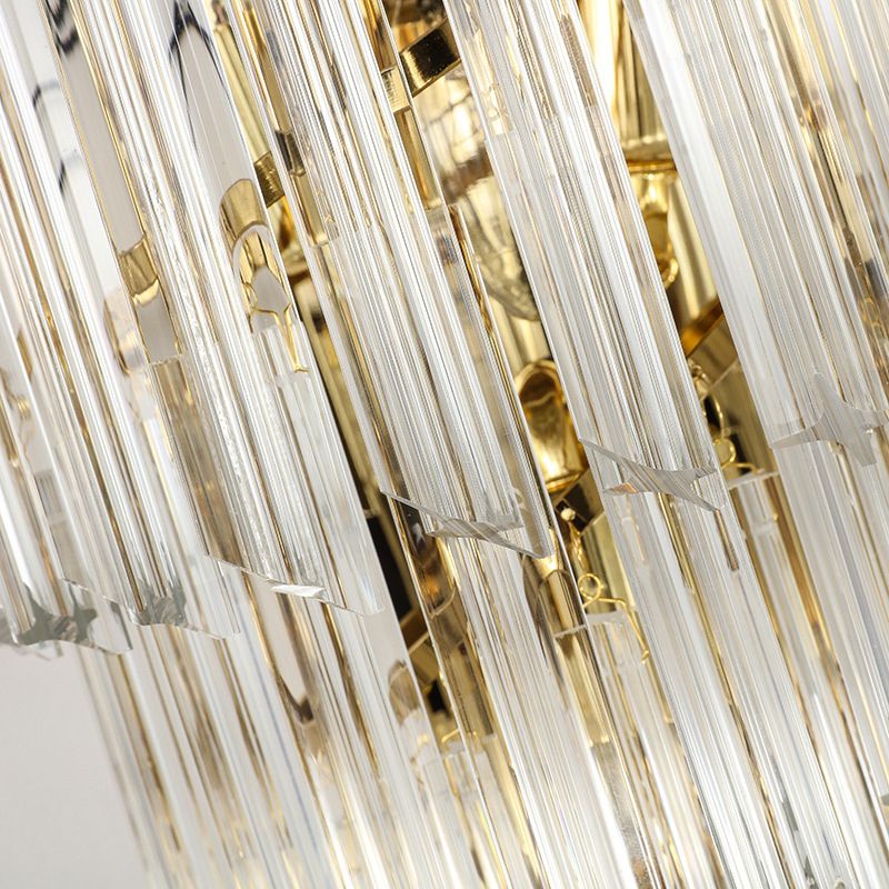 Gold Stagger Wall Sconce in Modern Luxury Style Wrought Iron 4-Light Wall Lamp with Crystal Shade