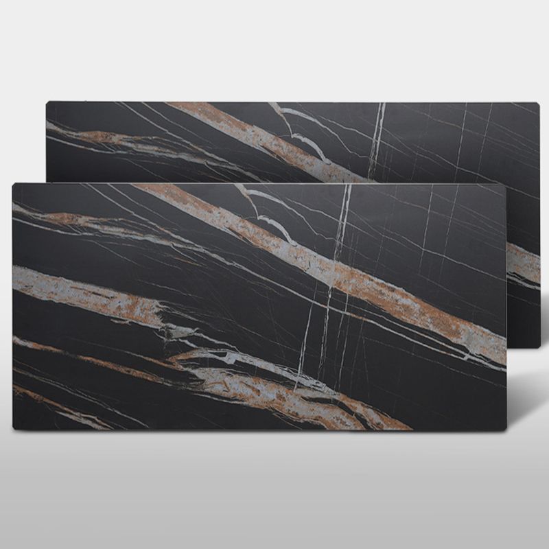 Modern Black Stone Table Rectangle Dining Room Table for Kitchen