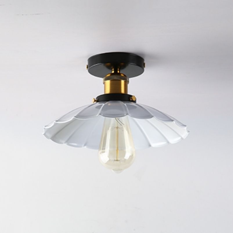 Semi Flush Mount Ceiling Light Industrial Metal Flared Semi-Flush Mount Ceiling Light