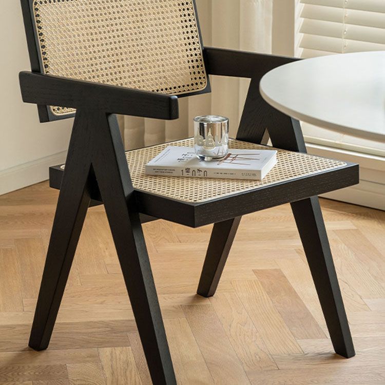 Modern Home Dining Arm Chair Rubberwood Open Back Dining Side Chair