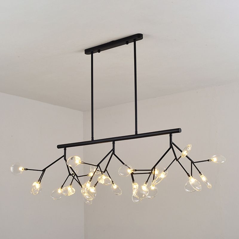 Luz de la isla de Firefly creativa moderna Luz colgante de hierro forjado Sputnik con sombra acrílica