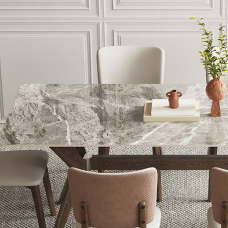 Modern 1/4/5/7 Pieces Dining Furniture Stone Rectangle Dining Table Set in Gray