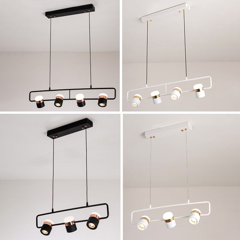 Minimalismo moderno rettangolo isola illuminazione a sospensione LED LED Cilindro sfumatura Il soffitto dell'isola per soggiorno per soggiorno