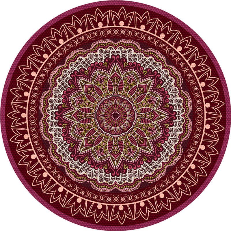 Moroccan Living Room Rug Multi-Color Flower Rug Polyester Machine Washable Stain Resistant Non-Slip Backing Area Carpet