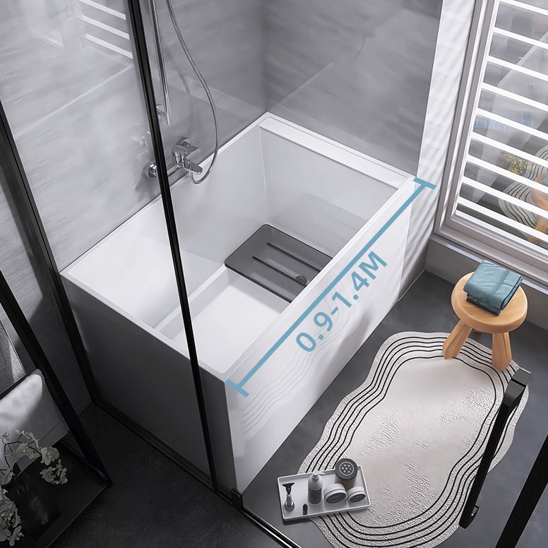 Modern Rectangle White Bathtub Acrylic Freestanding Soaking Bathtub with Drain Bath Tub