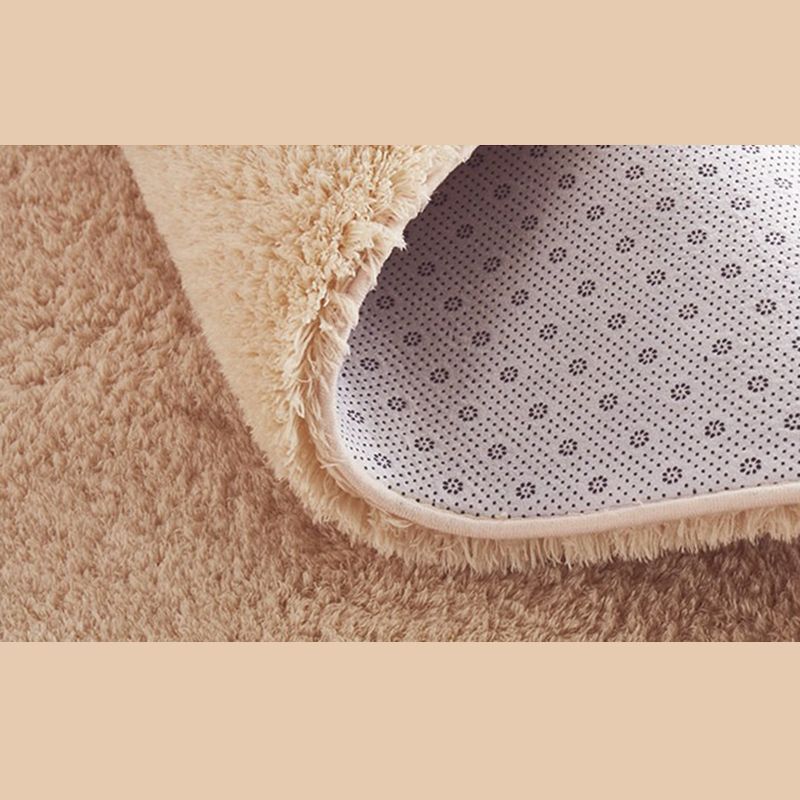 White Area Rug Polyester Solid Color Area Carpet Non-Slip Backing Area Rug for Living Room