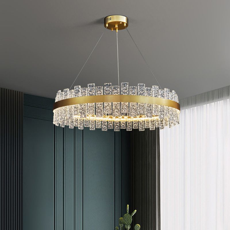 Art Deco Chandelier Gold Metal Crystal Round LED Pendant Lamp Best Lighting for Living Room