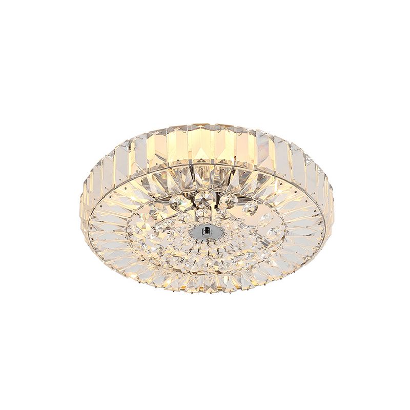 Beveled Cut Crystal Round Flushmount Simplicity 6 Heads Bedroom Ceiling Lighting in Gold