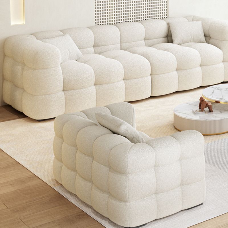 Nordic Biscuit Back Wool Sofa Tuxedo Arm 41.3"d Sofa in Cream