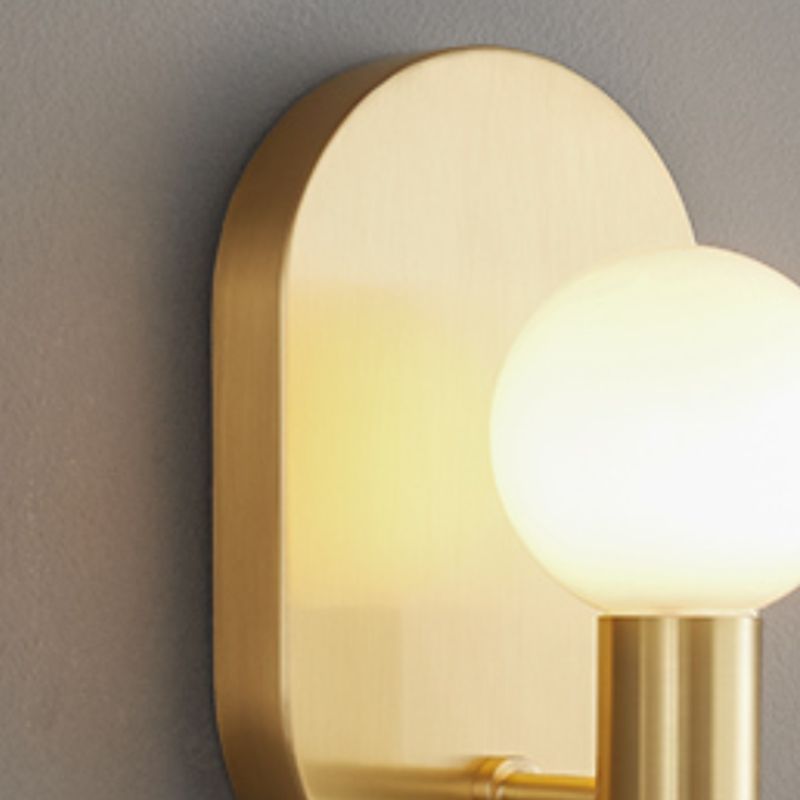 Modern Copper Wall Mount Lamp 1-Light Spherical with Glass Shade for Bedroom