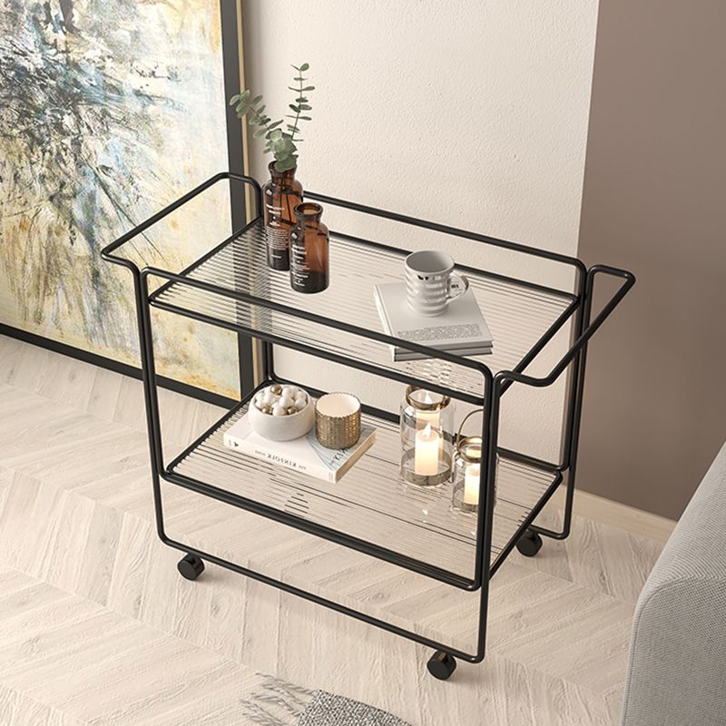 Modern Double Tier End Table Rectangular Corner Table with Storage