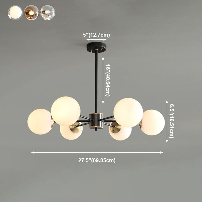 Modern Globe Chandelier Light Fixtures Multi-Head Suspension Pendant Lamps with Glass Shade