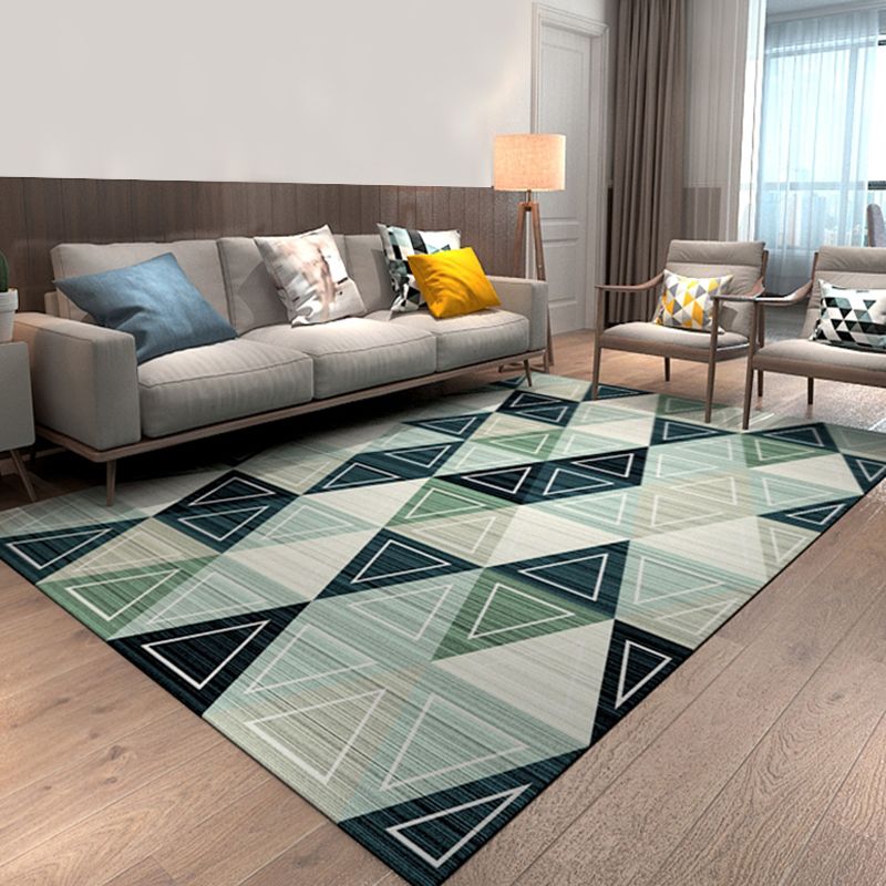 Colorful Geometric Pattern Contemporary Rug Polyester Pet Friendly Living Room Area Rugs