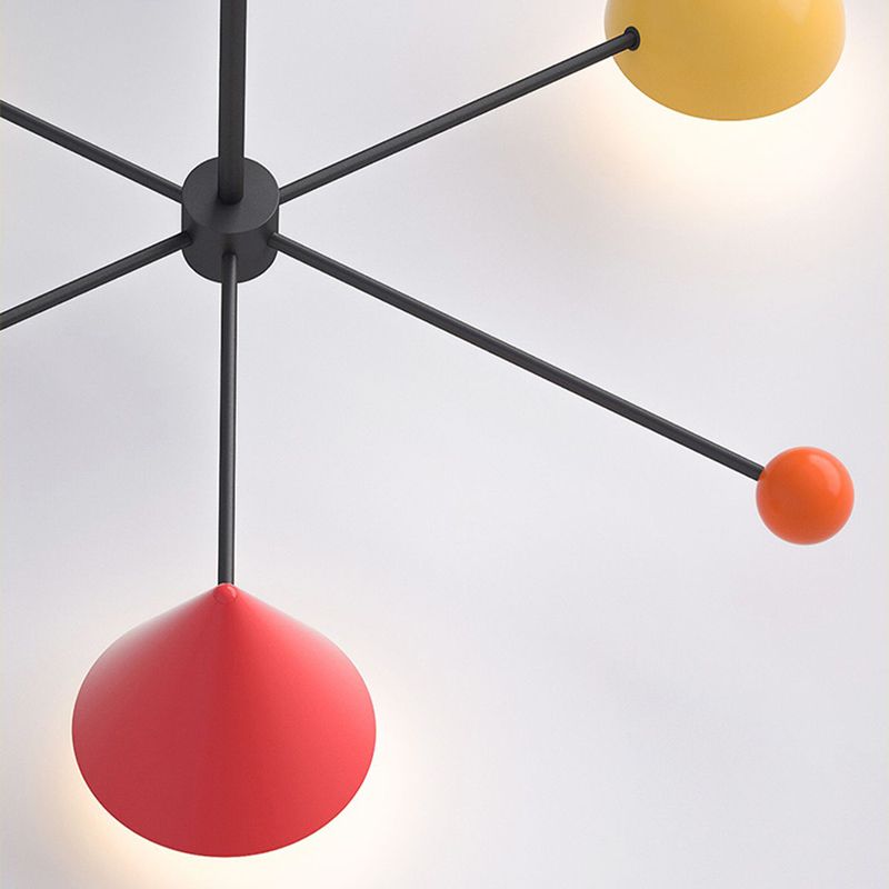 LED Modern Metal Flush Mount Sputnik Shape Ceiling Lamp with Acrylic Shade for Living Room