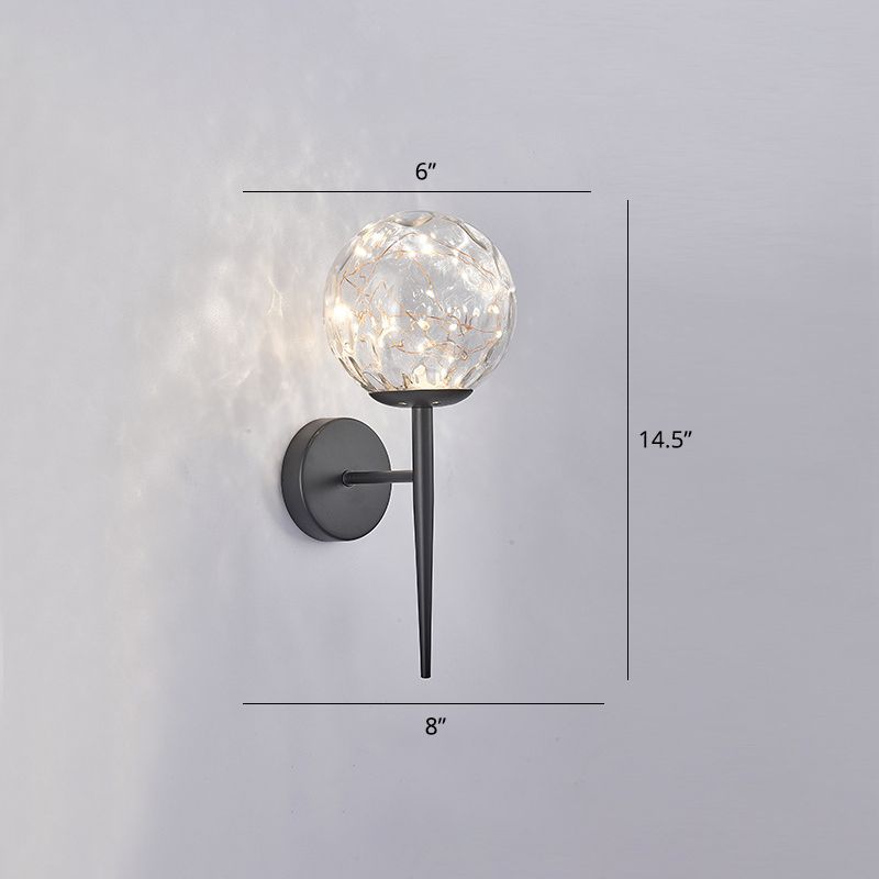 Woonkamer LED SCONCE LAMP Noordse sterrenwillige wandlamp met kogelglasschaduw