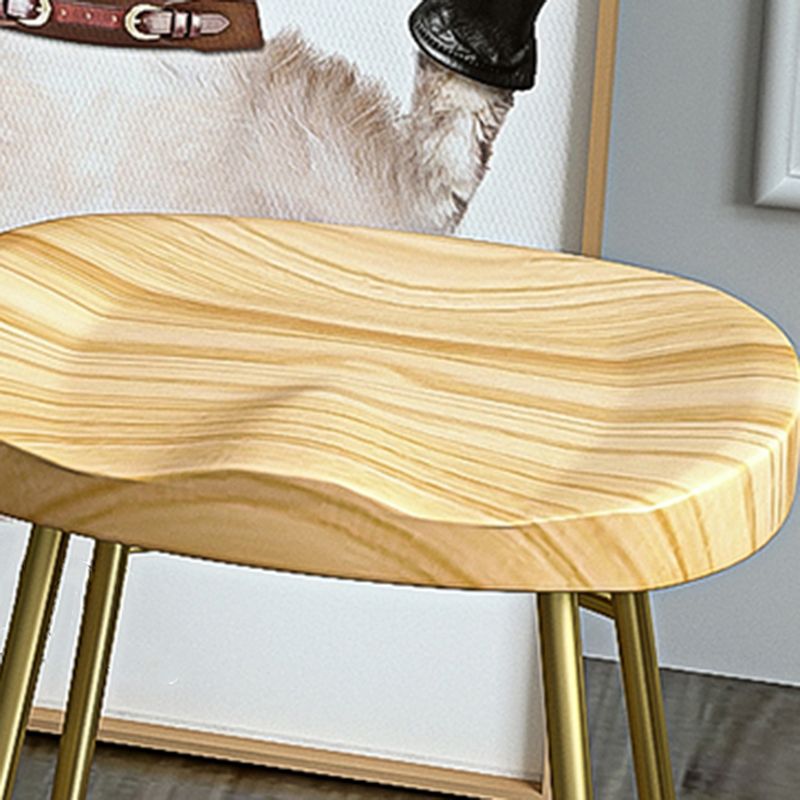 Glam Wood Counter Bar Stool Backless Saddle Seat Bar Stool with Iron Base