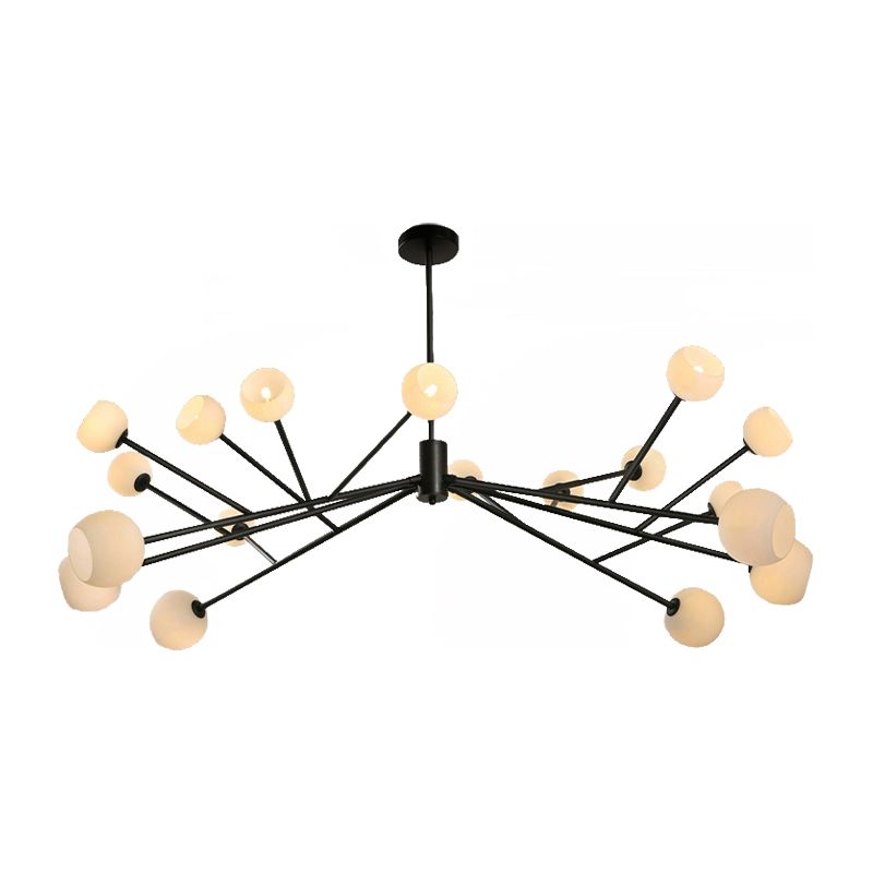 Zweig Kronleuchter Anhänger Licht modernistisch gefrostetes Glas 18 Lichter Schwarz hängende Beleuchtung für Wohnzimmer