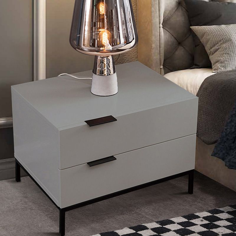 Square Metal with Multi-color Choice Wood Countertop Nightstand