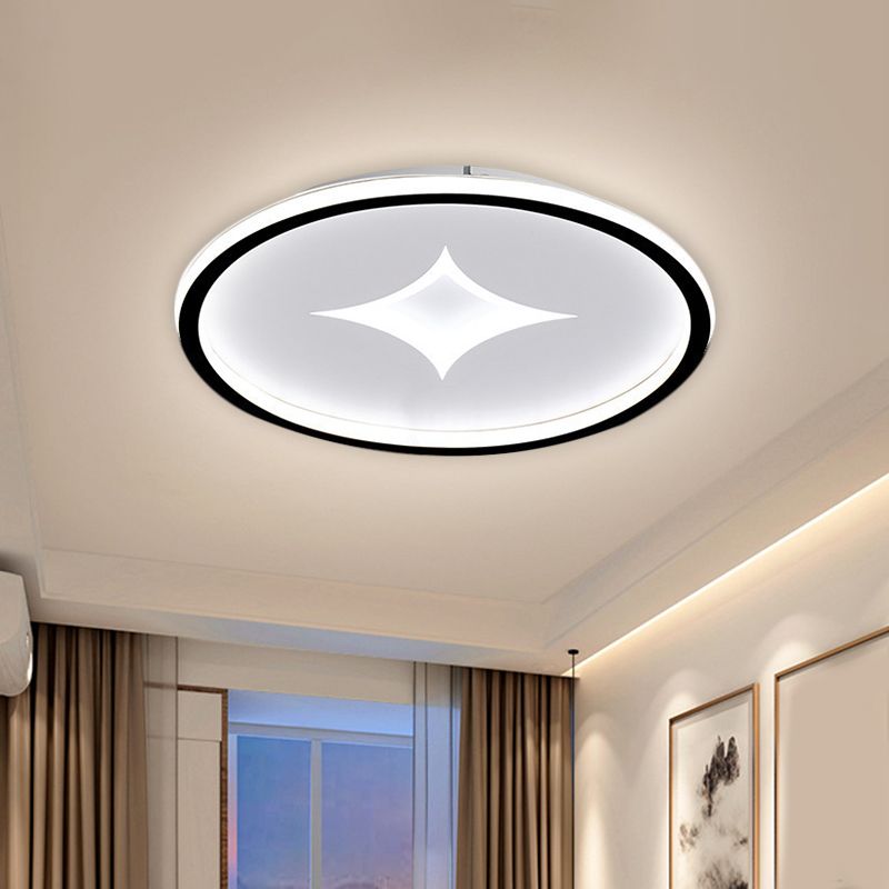 16"/19.5" W Ultra Slim Bedroom Flush Mount Metal LED Contemporary Ceiling Light Fixture in Black/Gold, Warm/White Light