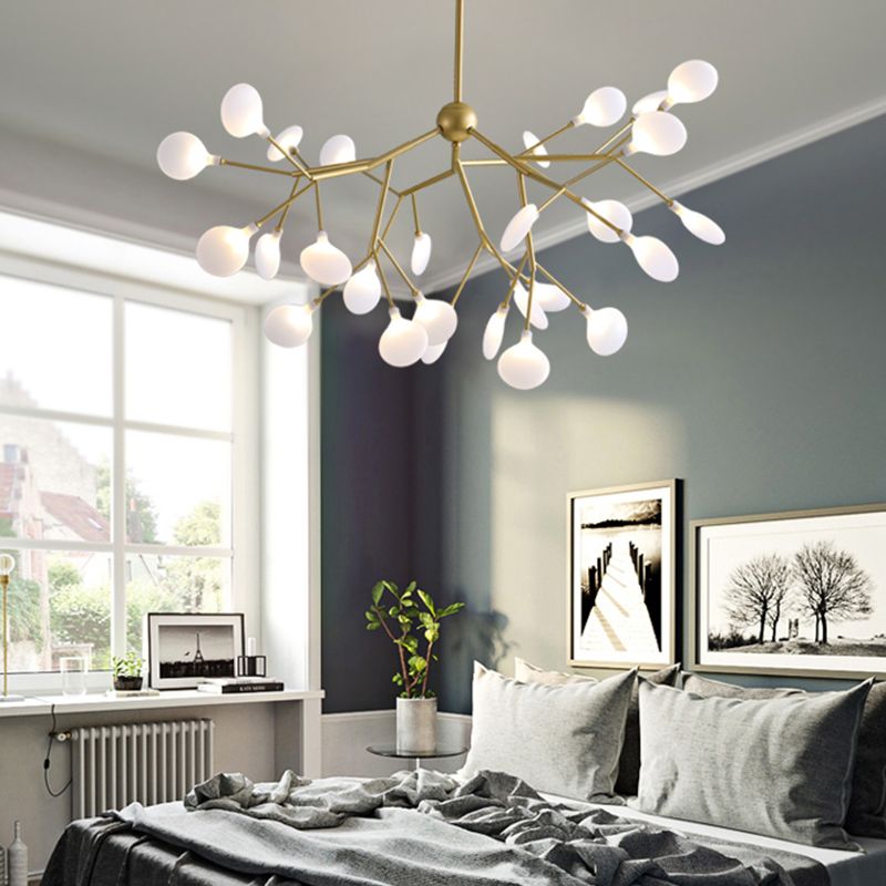 Gold Firefly Pendant Light in Modern Creative Style Wrought Iron Hanging Lamp with Acrylic Shade