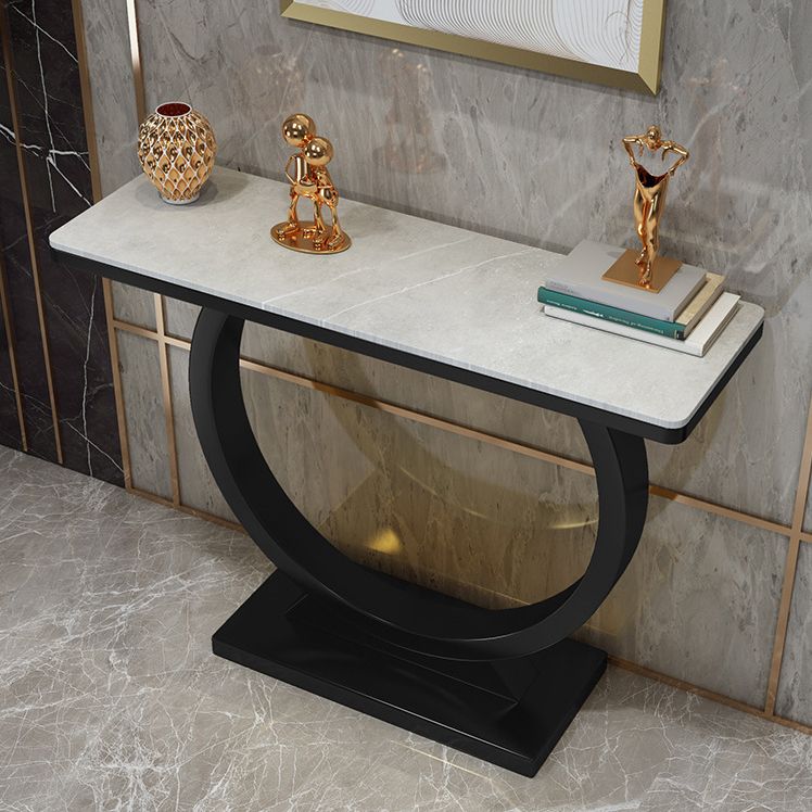 Glam Stone Console Sofa Table Rectangle Console Accent Table for Hall