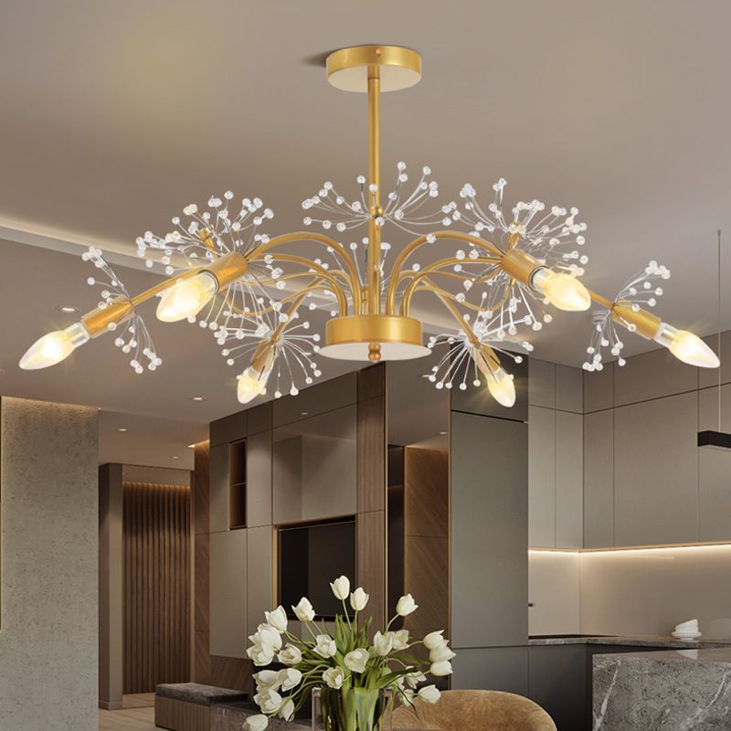 Kit de luz colgante de oro de oro posmoderna 7 cabezas de araña de cristal luz colgante