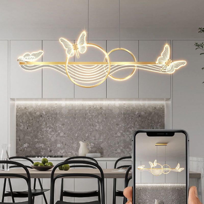 Postmoderne LED -Island -Lampen -Acryl -Schmetterlingsaufhängung Licht für Esszimmer