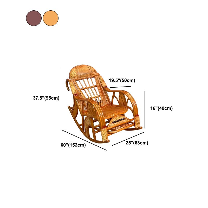 Traditional Rocking Chair Rattan Spindle Backrest Solid Color Indoor Rocking Chair