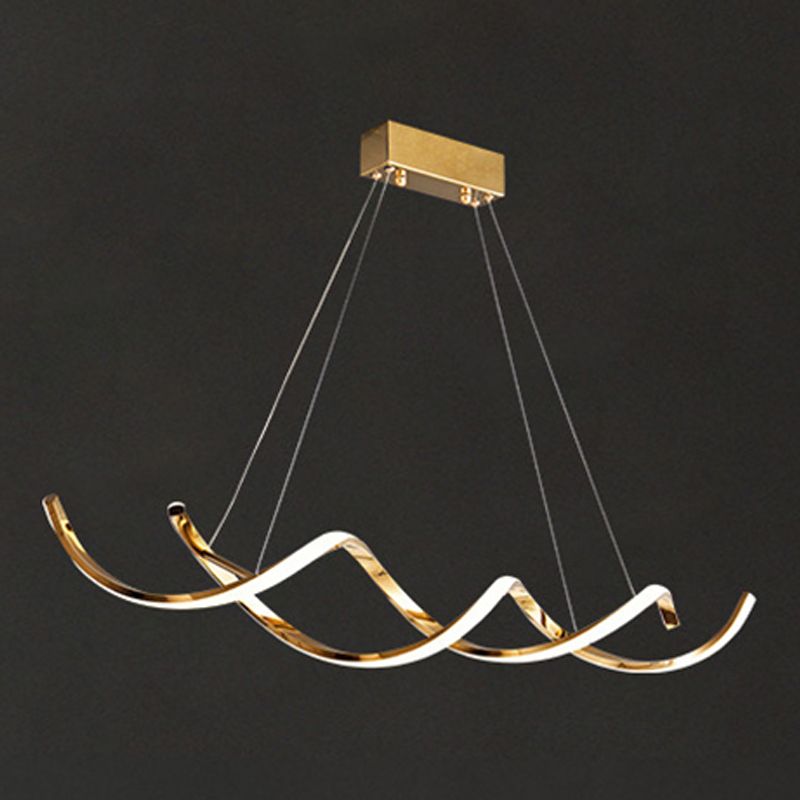 Modern Style Liner Shape Island Pendants 2-Lights Metal Pendant Lights for Living Room