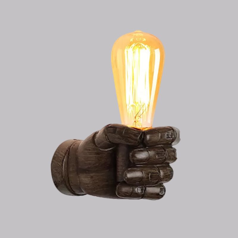 Schwarz/Weiß Bare Lampenleuchte Licht mit Handform Basis Vintage Stil Holz 1 Leichte Restaurant Wandlampe