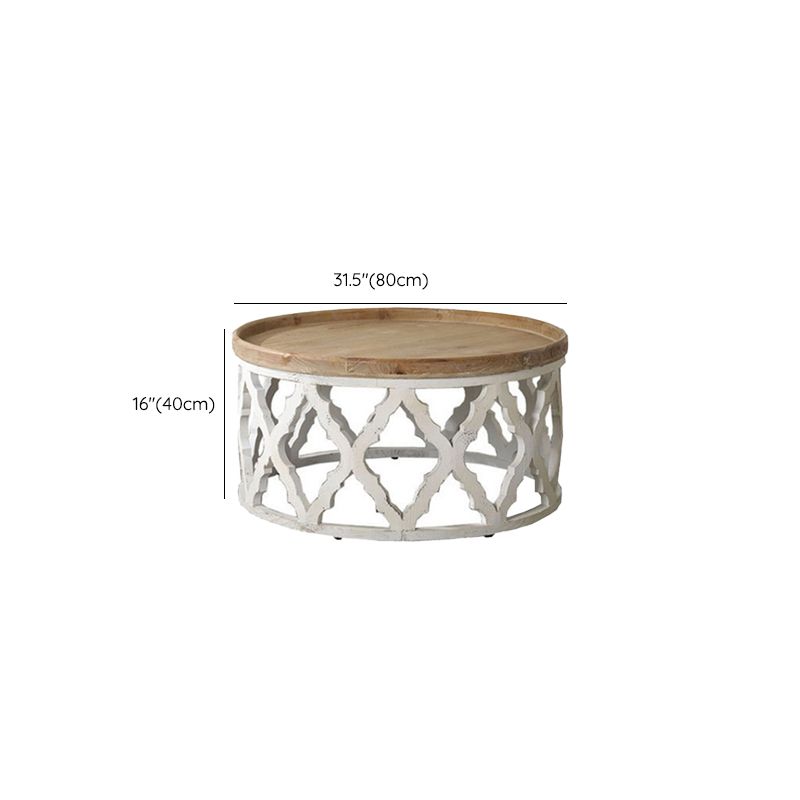 Rustic Style Sofa Side Accent Table Round Shape Metal and Wood Side Table
