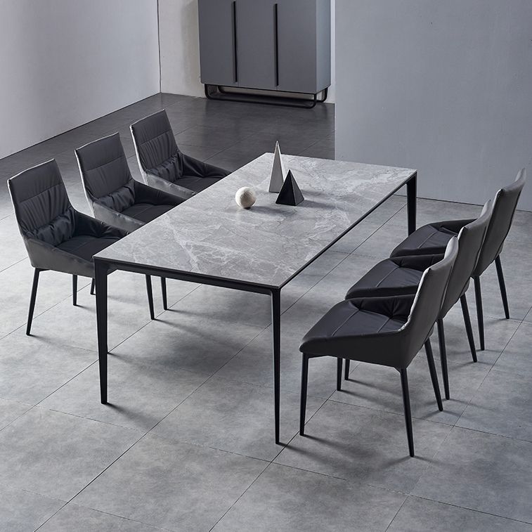 Industrial Style Sintered Stone Dining Table Aviation Aluminum Base Rectangle Table for Home