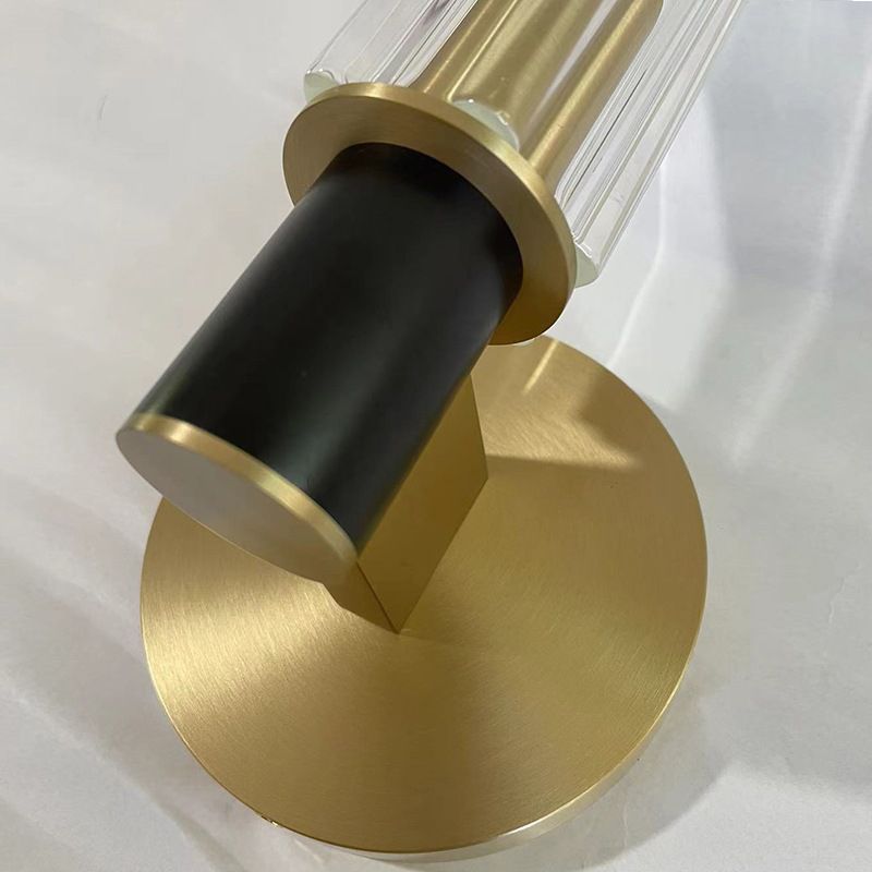 Crystal Cylinder Shape Wall Sconce Modern Style Multi Lights Wall Light Sconce in Brass