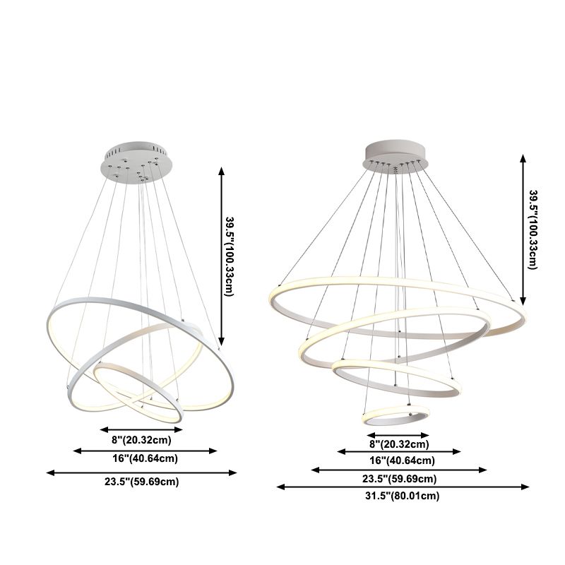 Modern Style Multi-Tier Pendant Chandelier Metal Mutil Lights Suspended Lighting Fixture in White