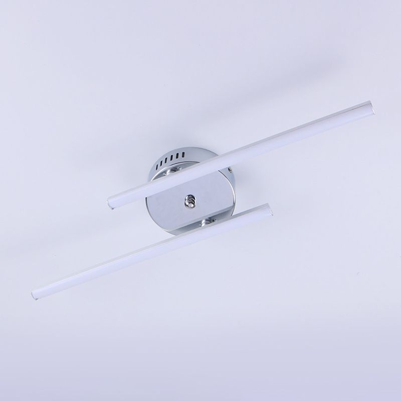 Plafonnier LED à lignes parallèles de Style moderne, luminaire de couloir simple en aluminium en argent