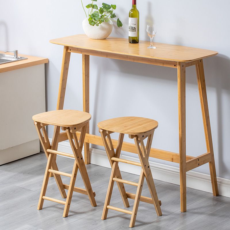 Nordic Style Armless Wood Barstools Folding Counter Stools for Living Room