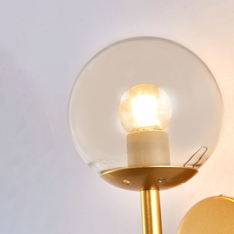 Glass Globe Wall Sconce in Modern Simplicity Wrought Iron Wall Lamp for Interior Spaces