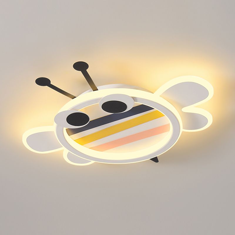 Plafonnier affleurant à abat-jour unique en métal, style enfant, luminaire multi-lumières