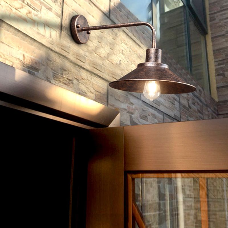 Cone Shaped Wall Lighting Fixture Industrial-Style Metal Outdoor Sconce Light Fixture