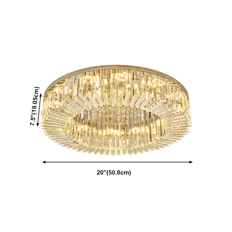 Round Modern Ceiling Mounted Lights LED Crystal Ceiling Mount Lighting for Living Room