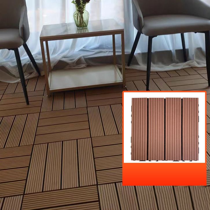 Composite Square Decking Tiles Interlocking Striped Pattern Patio Flooring Tiles