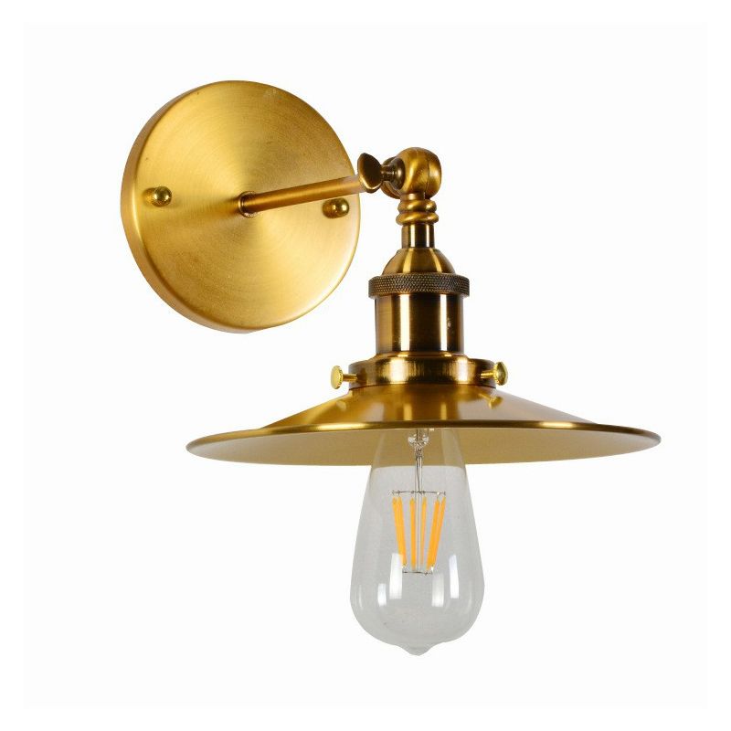 Gold Rotating Saucer Wall Light Fixture Industrial Metal 1-Light Dining Room Wall Mounted Lamp