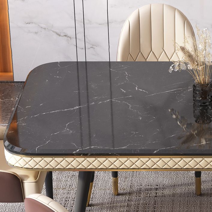 Dining Room Sets Contemporary with Sintered Stone Table and Cushion Chairs