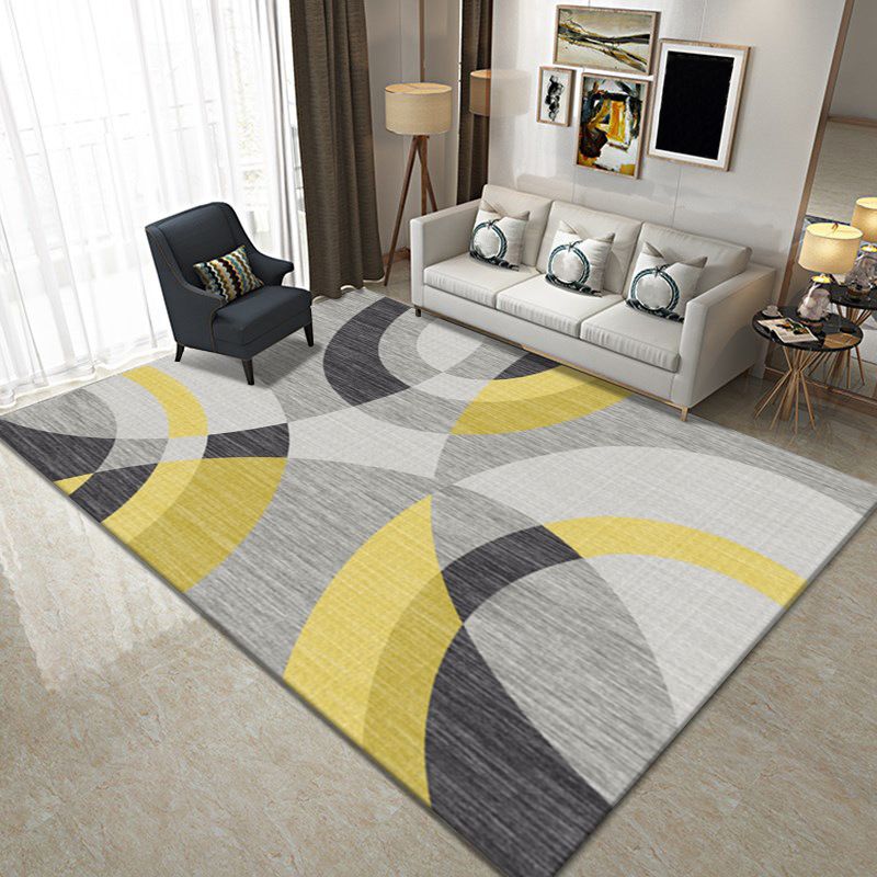 Geometric Carpet Trendy Polyester Indoor Rug Non-Slip Backing Area Rug for Living Room