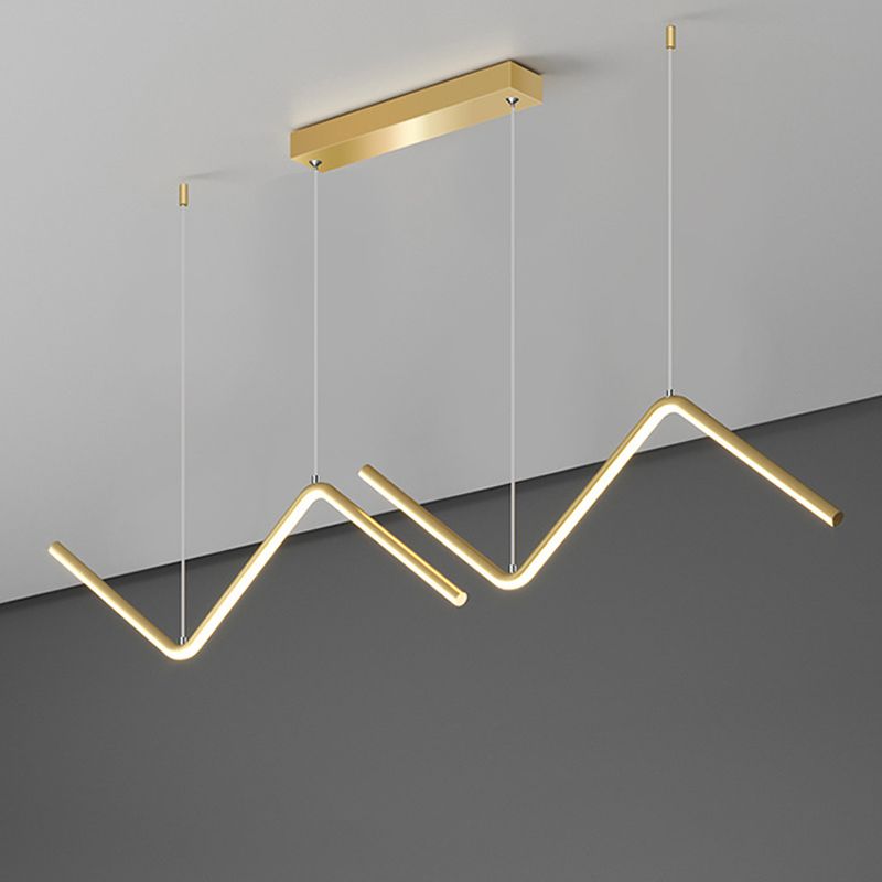 Lustres de lustre de l'île linéaire contemporaine Metal 2 Light Island Chandelier